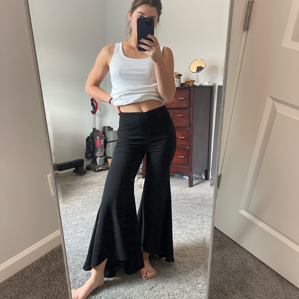 Anthropology black flowy pants